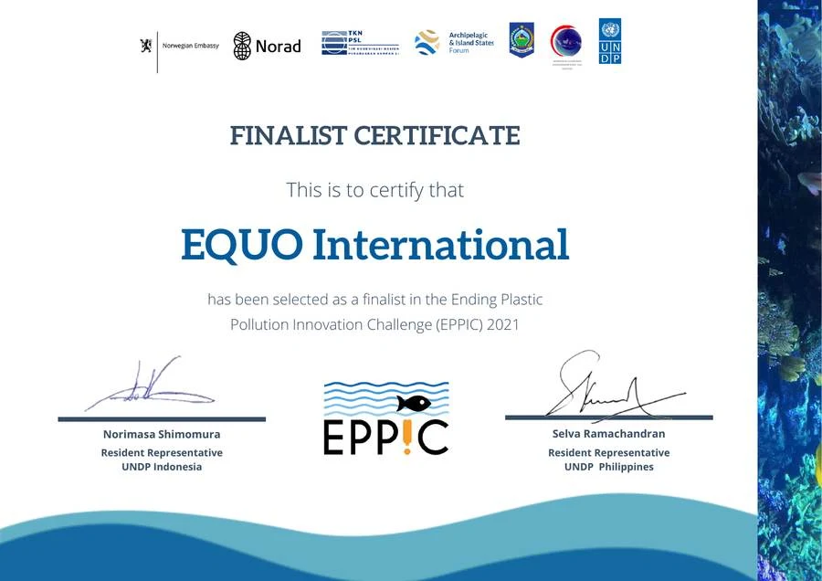 EQUO International EPPIC finalist certificate